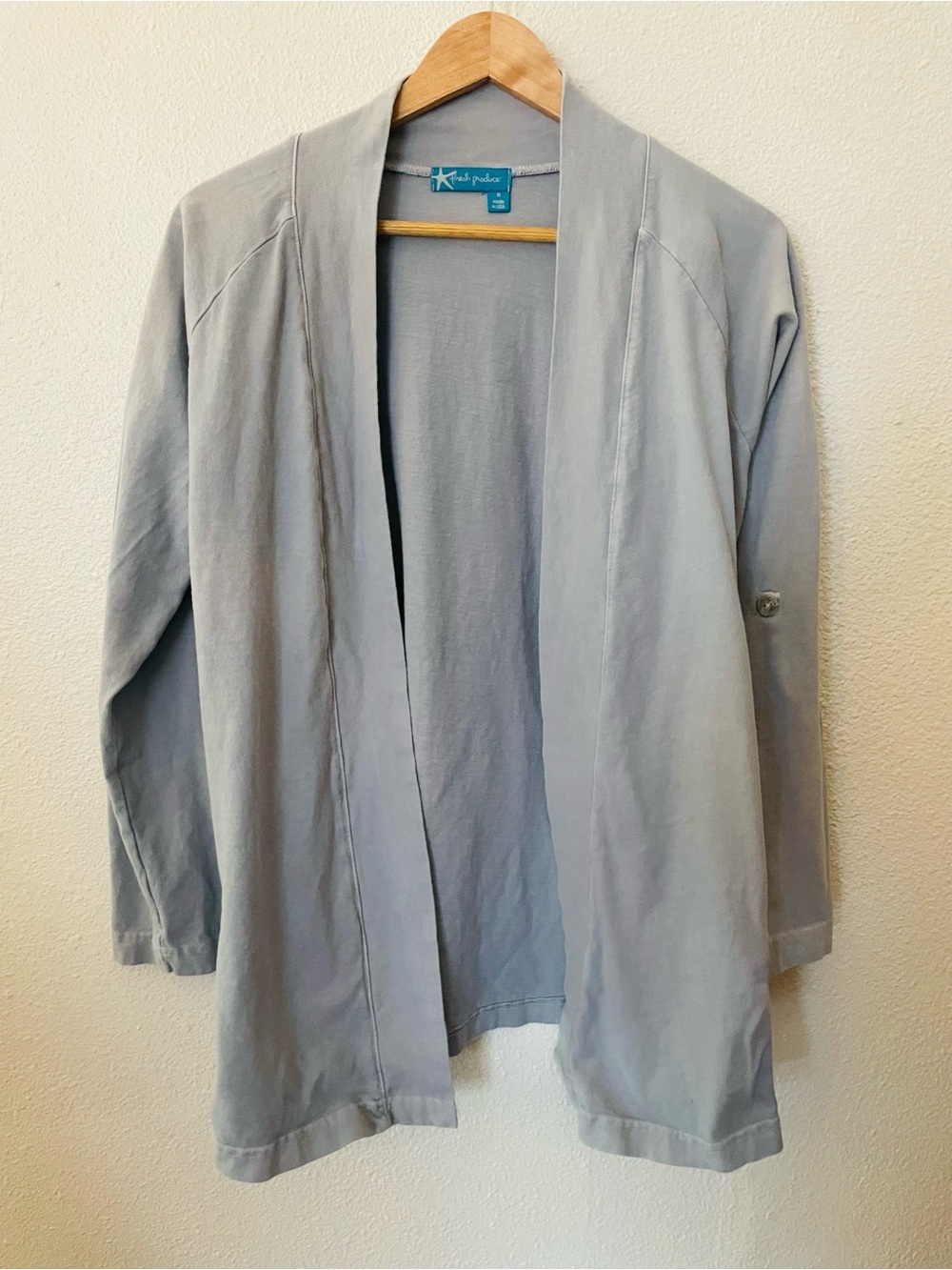 Fresh Produce Open Cardigan Blue Size Medium 100% Cotton